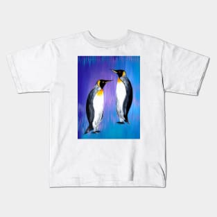 Blue, Purple and Penguins Kids T-Shirt